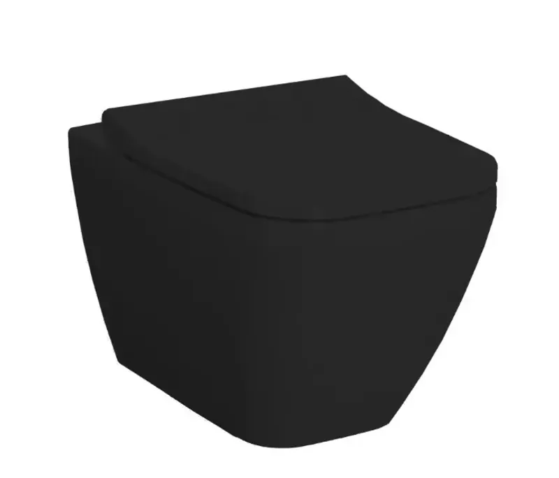 Унитаз подвесной Vitra Integra Square безободковый, черный мат. + сиденье soft-close (РАСПРОДАЖА)
