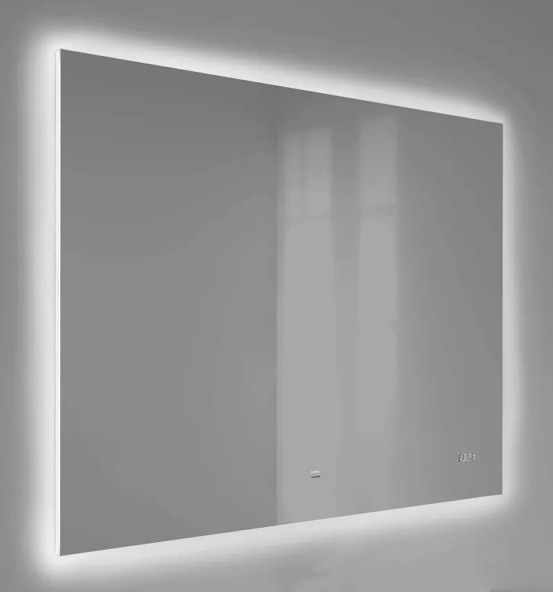 Зеркало Raval Kvadro 100x80 (ШxВ) с подсветкой и часами