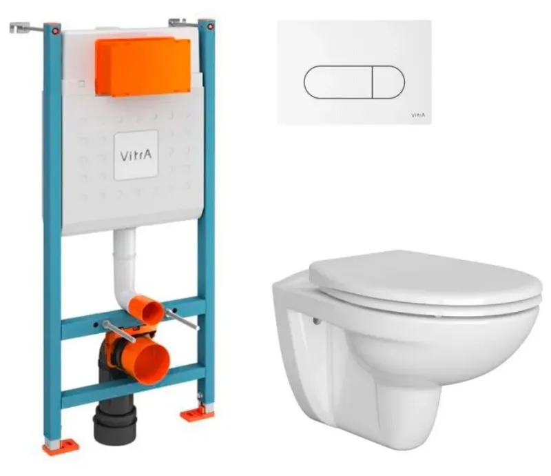 Промо комплект Vitra Normus L-box унитаз с инсталляцией, белая панель смыва